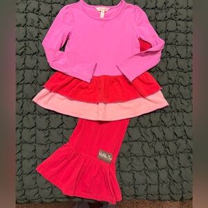 Matilda Jane Pink and Red Layered Ruffles Matching Outfit
